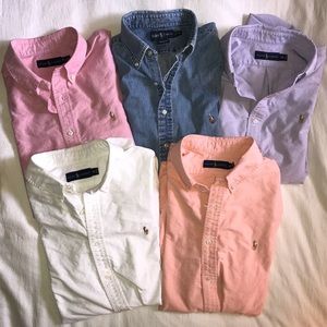 Five Ralph Lauren Polo Button-Down Oxford Shirts